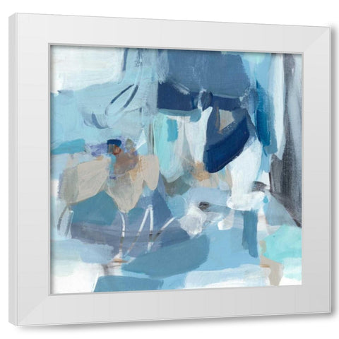 Blue Monday White Modern Wood Framed Art Print by Long, Christina