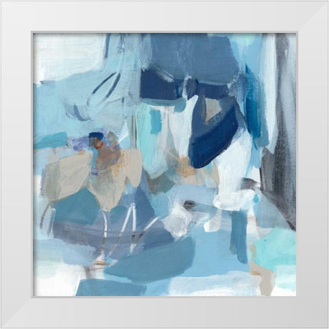 Blue Monday White Modern Wood Framed Art Print by Long, Christina
