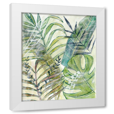 Layered Palms I White Modern Wood Framed Art Print by Zarris, Chariklia