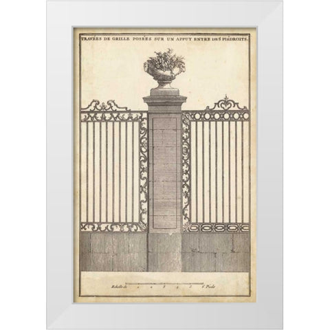 Antique Decorative Gate I White Modern Wood Framed Art Print by Blondel, J.F.