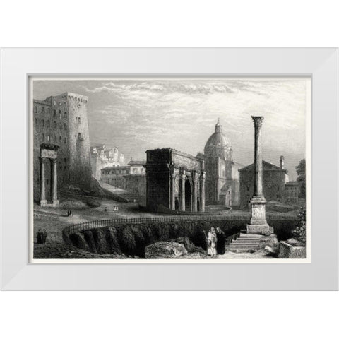 Antique View of Rome White Modern Wood Framed Art Print by Unknown