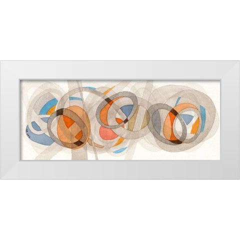 Sepia and Orange Circles White Modern Wood Framed Art Print by Galapon, Nikki
