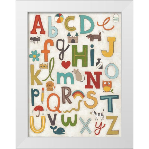 Alphabet Soup White Modern Wood Framed Art Print by Vess, June Erica