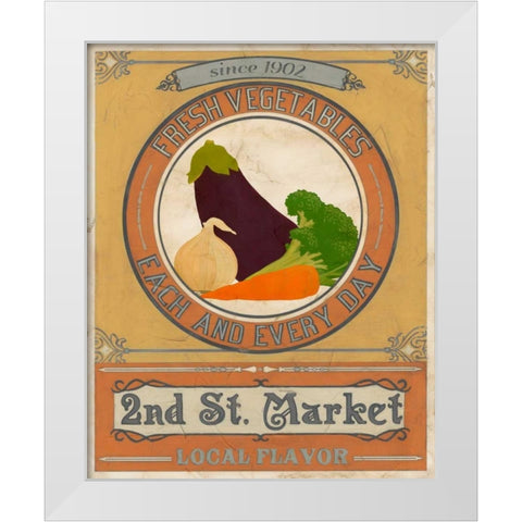 Vintage Produce Sign III White Modern Wood Framed Art Print by Vess, June Erica