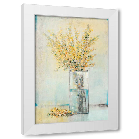 Yellow Spray in Vase I White Modern Wood Framed Art Print by OToole, Tim