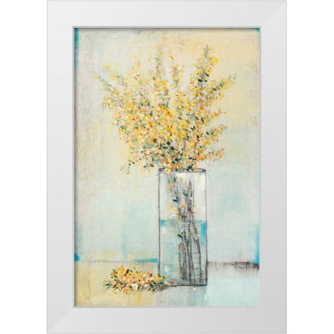 Yellow Spray in Vase I White Modern Wood Framed Art Print by OToole, Tim