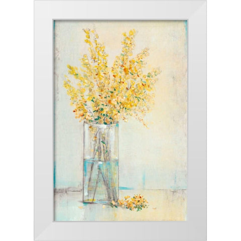 Yellow Spray in Vase II White Modern Wood Framed Art Print by OToole, Tim