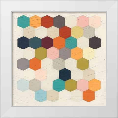 Honeycomb Geometry I White Modern Wood Framed Art Print by Vess, June Erica