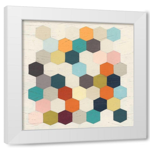 Honeycomb Geometry III White Modern Wood Framed Art Print by Vess, June Erica