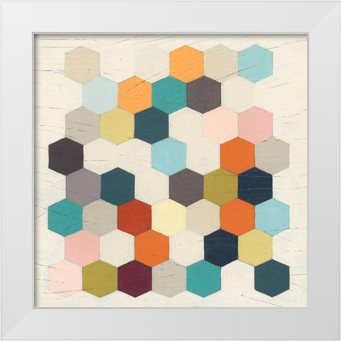 Honeycomb Geometry III White Modern Wood Framed Art Print by Vess, June Erica