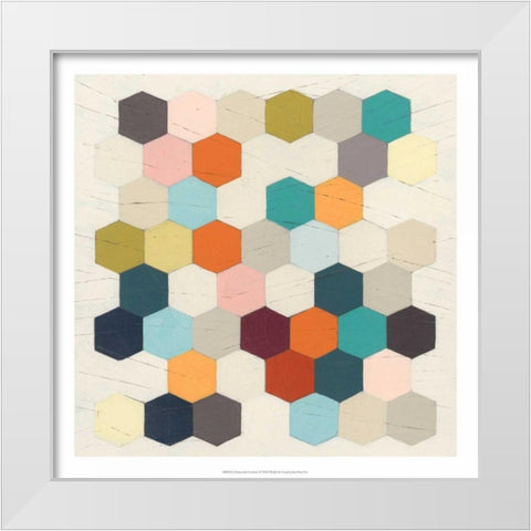 Honeycomb Geometry IV White Modern Wood Framed Art Print by Vess, June Erica
