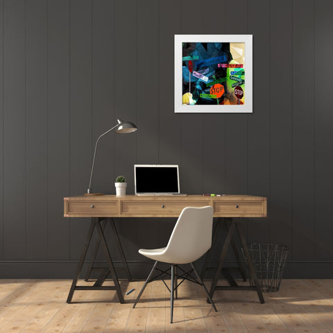 Signs of Dallas White Modern Wood Framed Art Print by Jasper, Sisa