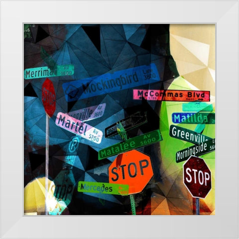 Signs of Dallas White Modern Wood Framed Art Print by Jasper, Sisa