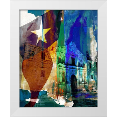 Alamo Flag White Modern Wood Framed Art Print by Jasper, Sisa