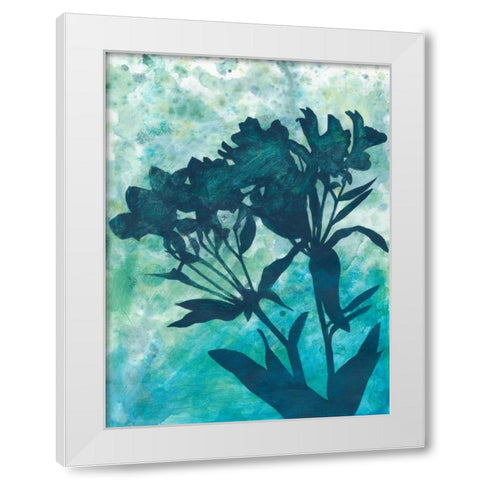 Indigo Floral Silhouette II White Modern Wood Framed Art Print by Meagher, Megan