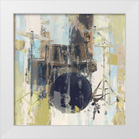 Bluebird Drum White Modern Wood Framed Art Print by W-DH