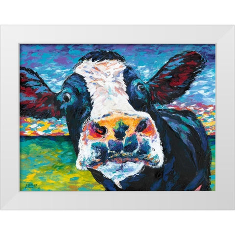 Curious Cow II White Modern Wood Framed Art Print by Vitaletti, Carolee