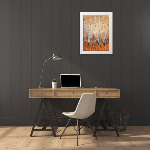 Sienna Birches I White Modern Wood Framed Art Print by OToole, Tim