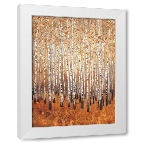 Sienna Birches I White Modern Wood Framed Art Print by OToole, Tim