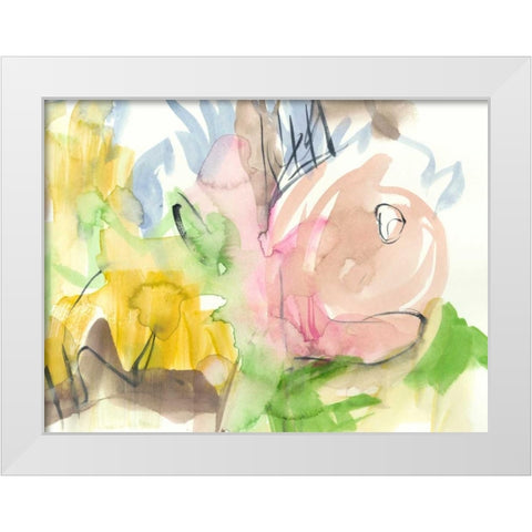 Whimsy in The Garden I White Modern Wood Framed Art Print by Goldberger, Jennifer