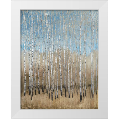 Dusty Blue Birches I White Modern Wood Framed Art Print by OToole, Tim