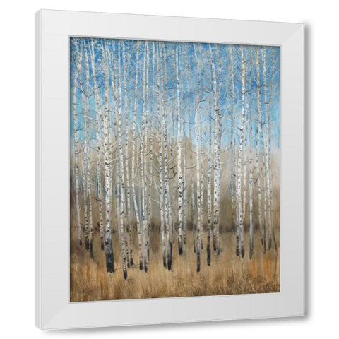 Dusty Blue Birches II White Modern Wood Framed Art Print by OToole, Tim