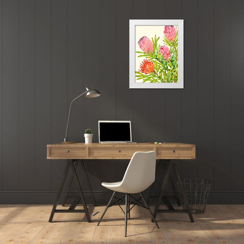 Watercolor Tropical Flowers I White Modern Wood Framed Art Print by OToole, Tim