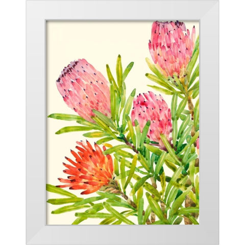 Watercolor Tropical Flowers I White Modern Wood Framed Art Print by OToole, Tim