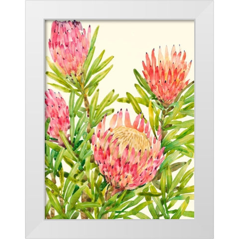 Watercolor Tropical Flowers II White Modern Wood Framed Art Print by OToole, Tim