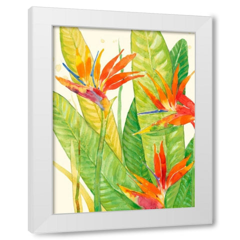 Watercolor Tropical Flowers III White Modern Wood Framed Art Print by OToole, Tim