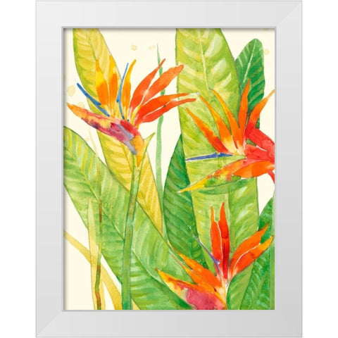 Watercolor Tropical Flowers III White Modern Wood Framed Art Print by OToole, Tim