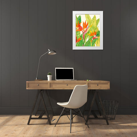 Watercolor Tropical Flowers IV White Modern Wood Framed Art Print by OToole, Tim