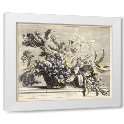 Vintage Basket of Flowers I White Modern Wood Framed Art Print by Baptiste, Giovanni