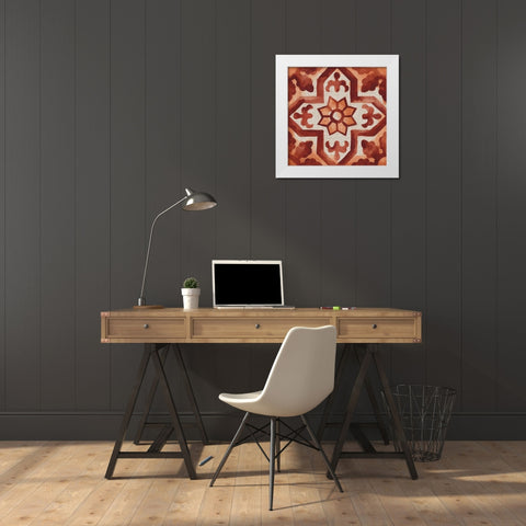 Elemental Tiles V White Modern Wood Framed Art Print by Zarris, Chariklia