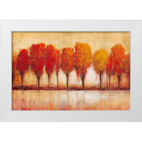 Autumn Waters Edge White Modern Wood Framed Art Print by OToole, Tim