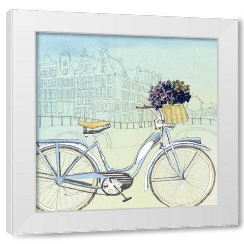 Biking Through Amsterdam White Modern Wood Framed Art Print by McCavitt, Naomi