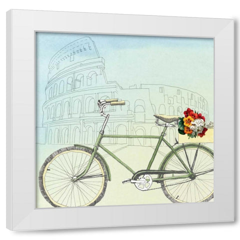 Biking Through Rome White Modern Wood Framed Art Print by McCavitt, Naomi