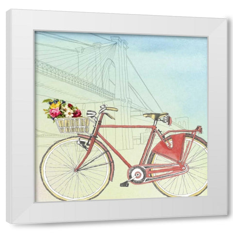 Biking Through New York White Modern Wood Framed Art Print by McCavitt, Naomi