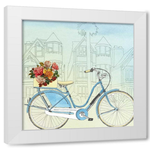 Biking Through San Francisco White Modern Wood Framed Art Print by McCavitt, Naomi