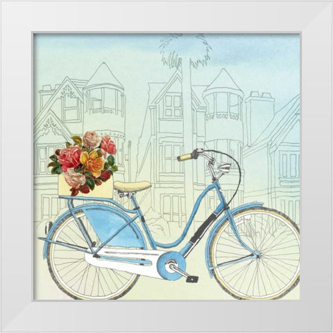 Biking Through San Francisco White Modern Wood Framed Art Print by McCavitt, Naomi