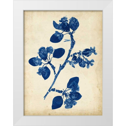 Indigo Leaf Study IV White Modern Wood Framed Art Print by Vision Studio