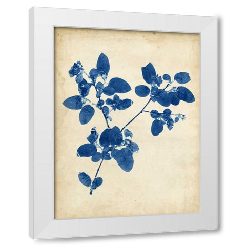 Indigo Leaf Study V White Modern Wood Framed Art Print by Vision Studio