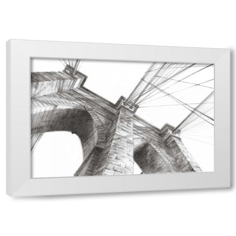 Brooklyn Bridge Panorama White Modern Wood Framed Art Print by Harper, Ethan