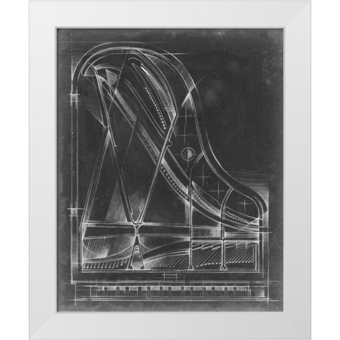 Grand Piano Diagram White Modern Wood Framed Art Print by Harper, Ethan