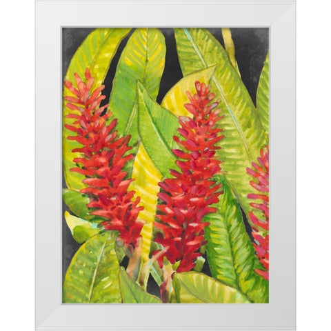 Red Tropical Flowers I White Modern Wood Framed Art Print by OToole, Tim