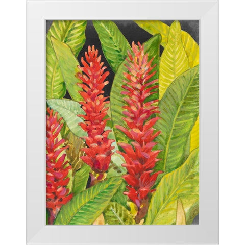 Red Tropical Flowers II White Modern Wood Framed Art Print by OToole, Tim