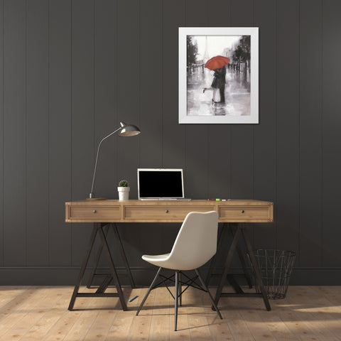 Caught in the Rain White Modern Wood Framed Art Print by Harper, Ethan