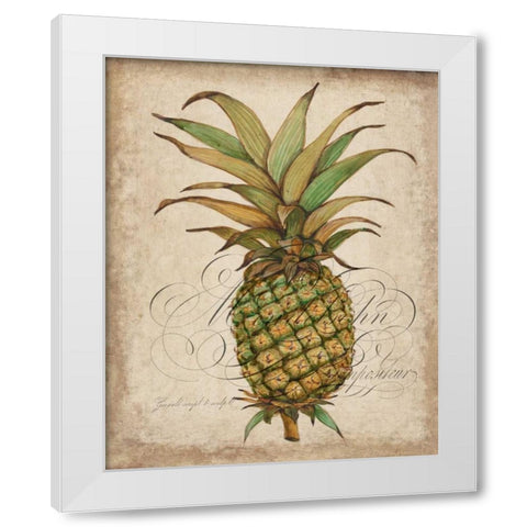 Pineapple Study I White Modern Wood Framed Art Print by OToole, Tim