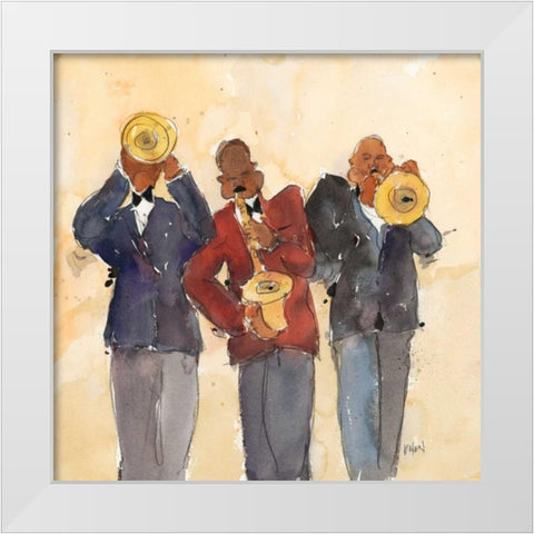 Jazz Trio I White Modern Wood Framed Art Print by Dixon, Samuel