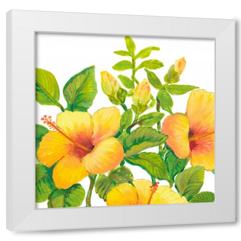 Watercolor Hibiscus I White Modern Wood Framed Art Print by OToole, Tim